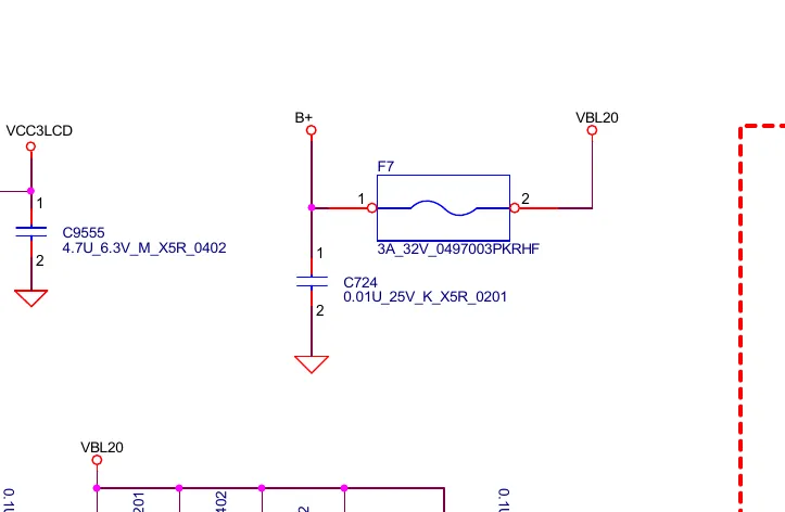 NM-D451 schematic, B+ through F7 to VBL20