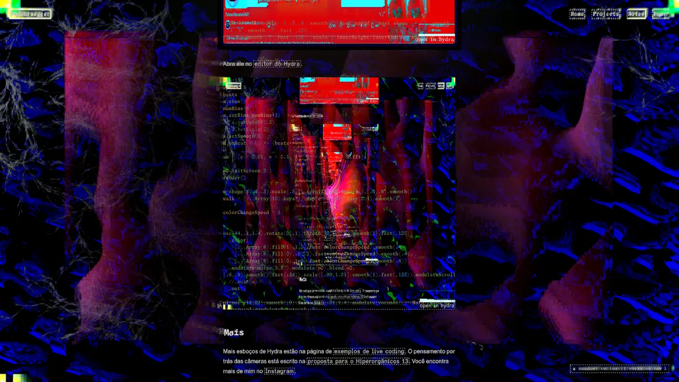 The feedback gone blue, with the columns of the earlier frames still standing