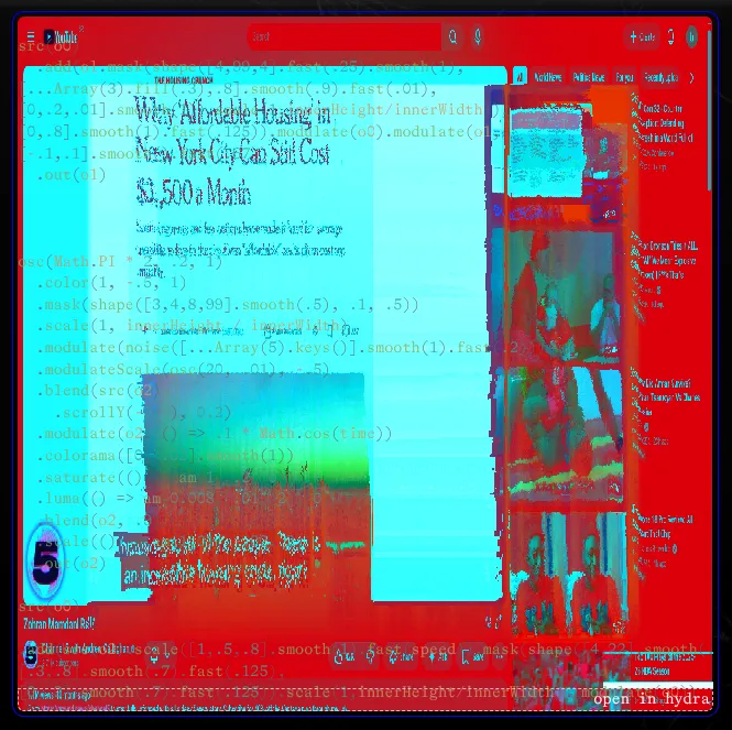 The set running on a shared screen, a browser window folded through the whole chain