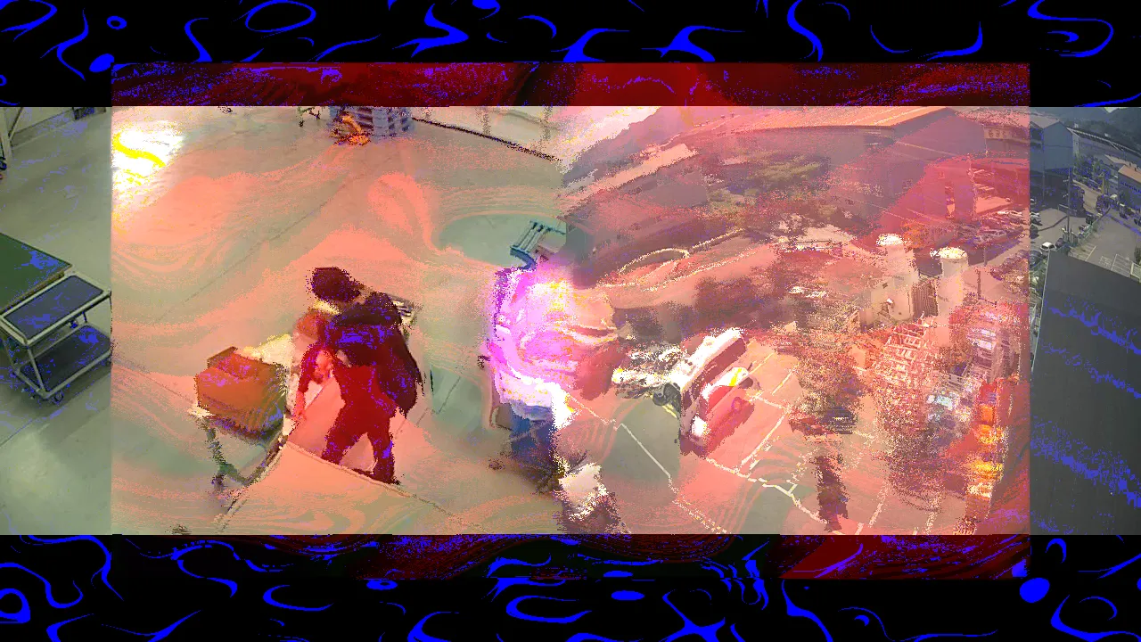 The same two cameras later, under a red fold